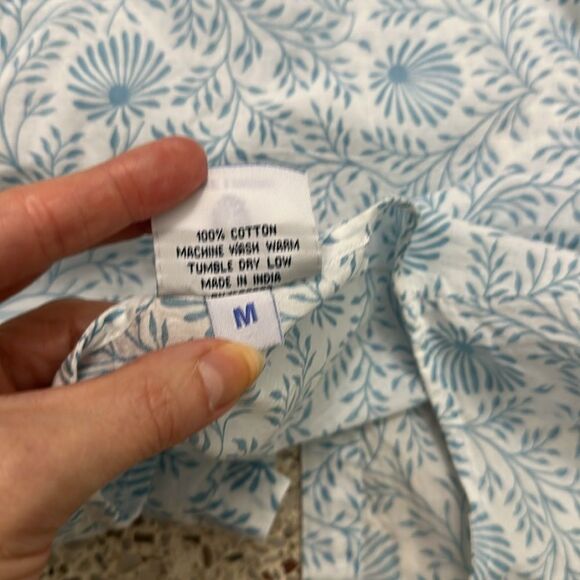 Pine Cone Hill Fine Linens cotton India blue white print tunic medium m - Picture 5 of 7